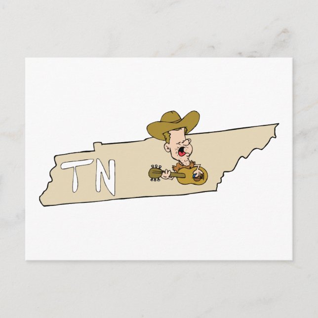 Tennessee TN State Map & Nashville Music Postcard (Front)