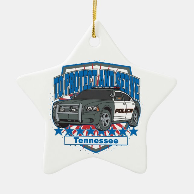 Tennessee To Protect and Serve Police Squad Car Ceramic Ornament (Front)