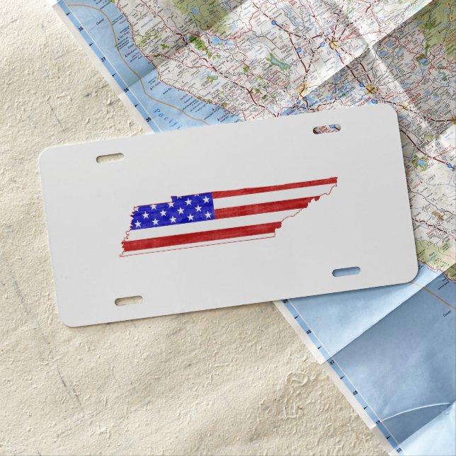 Tennessee USA flag silhouette state map License Plate (In Situ)