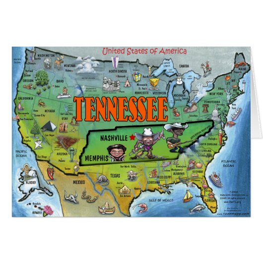 Tennessee USA Map Cards (Front Horizontal)