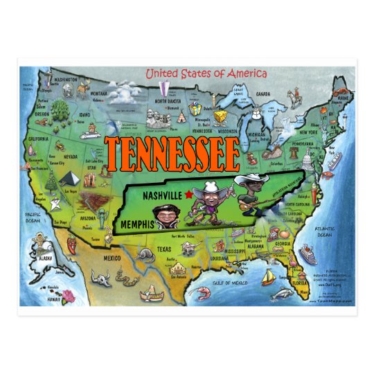 Tennessee USA Map Postcard | Zazzle.com