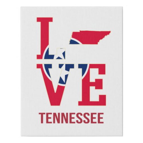 Tennessee USA State Love Faux Canvas Print