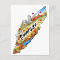 Tennessee USA State Shaped Vintage Watercolor