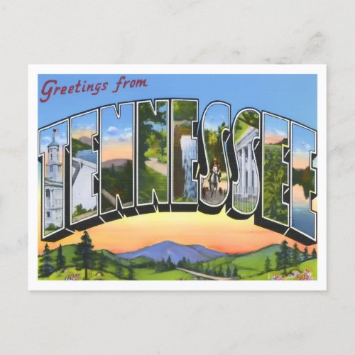 Tennessee Vintage Big Letters Postcard