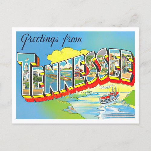 Tennessee Vintage Big Letters Postcard