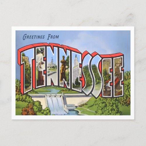 Tennessee Vintage Big Letters Postcard