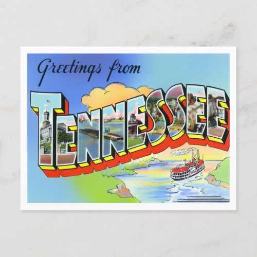 Tennessee Vintage Big Letters Postcard