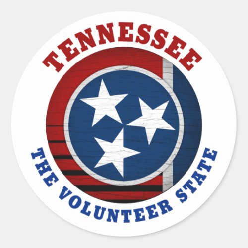 TENNESSEE VOLUNTEER STATE FLAG CLASSIC ROUND STICKER