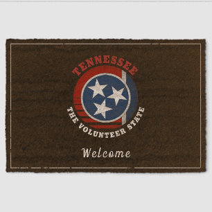 TENNESSEE VOLUNTEER STATE FLAG FIBER DOORMAT