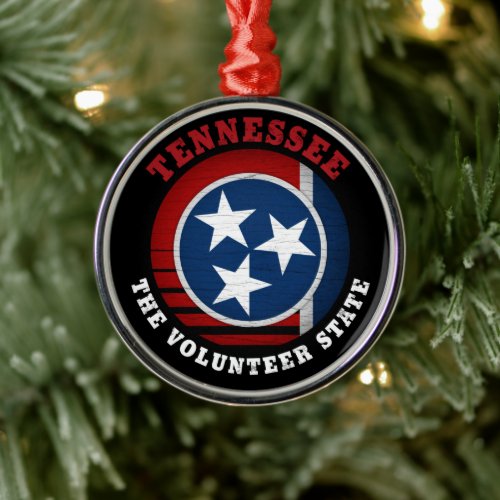 TENNESSEE VOLUNTEER STATE FLAG METAL ORNAMENT