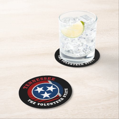 TENNESSEE VOLUNTEER STATE FLAG ROUND PAPER COASTER