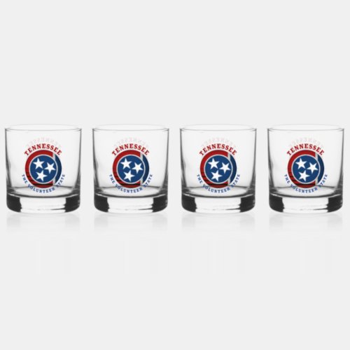 TENNESSEE VOLUNTEER STATE FLAG WHISKEY GLASS