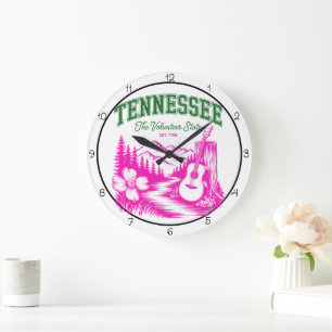 Tennessee Volunteer State Guitar Large Clock