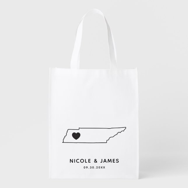 Tennessee Wedding Welcome Bag Map Tote (Front)