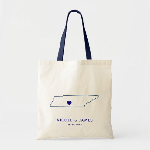 Tennessee Wedding Welcome Bag Map Tote Navy Blue