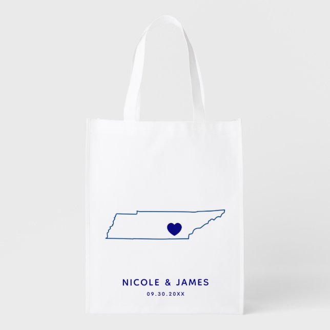 Tennessee Wedding Welcome Bag, Navy Map Tote (Front)