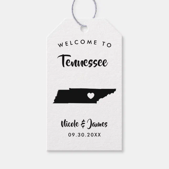 Tennessee Wedding Bag Tags, Map Gift Tags Zazzle