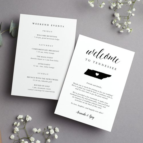 Tennessee Wedding Welcome Letter  Itinerary