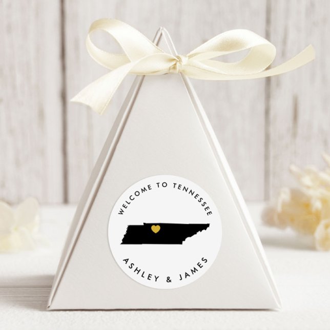 Tennessee Wedding Welcome Sticker Tag, Gold Heart (Creator Uploaded)
