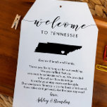 Tennessee Wedding Welcome Tag, Letter & Itinerary<br><div class="desc">This modern and elegant card / gift tag is the perfect addition to your hotel welcome bags. Enter the main events and a customized note to help your guests navigate the weekend. The extra large size allows you to enter all the information you need, then just tie to the handles...</div>