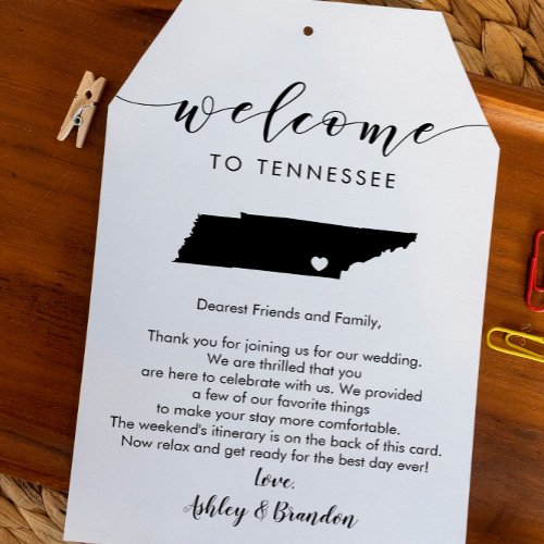 Tennessee Wedding Welcome Tag Letter  Itinerary