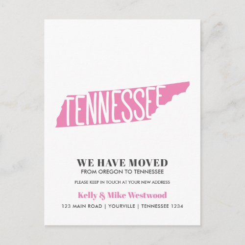 TENNESSEE Weve moved New address New Home  Postcard