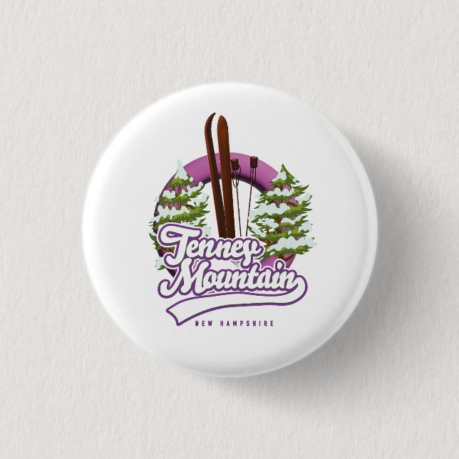 Tenney mountain new hampshire ski logo button (Front)