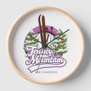 Tenney mountain new hampshire ski logo clock