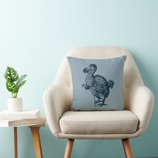 Tenniel's Dodo, Indigo Throw Pillow (Chair)