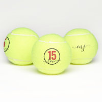 Tennis 15th Birthday Monogram Tennis Balls