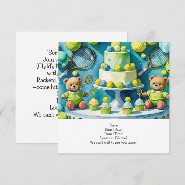 Tennis 1st Birthday for Boy  Save The Date (Front/Back)