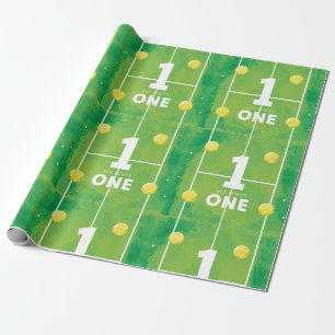 Tennis 1st Birthday on court Wrapping Paper