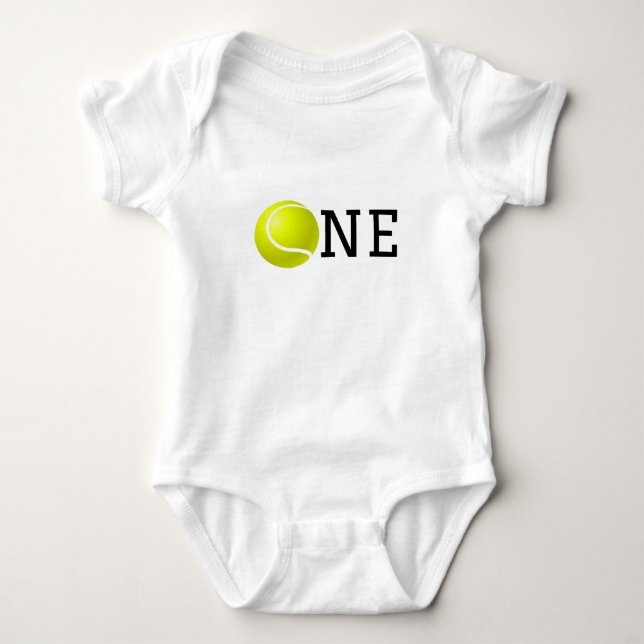 Tennis 1st Birthday One Ball Gender Neutral Sport  Baby Bodysuit (Front)