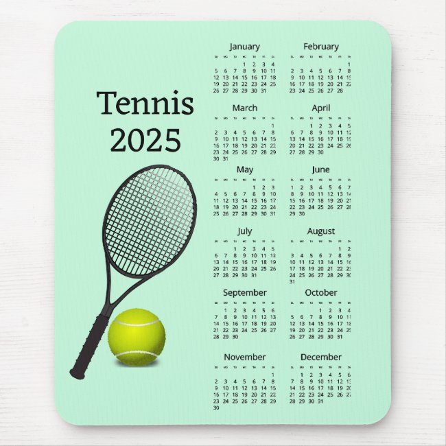 Tennis 2025 Calendar Mousepad