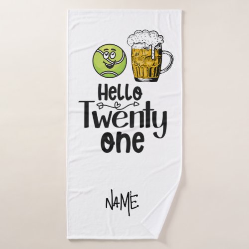 Tennis 21st Birthday Twenty One Gifts for Player  Bath Towel