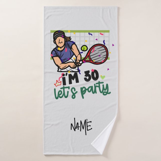 Tennis 30th Birthday for Player  Bath Towel (Bath Towel)