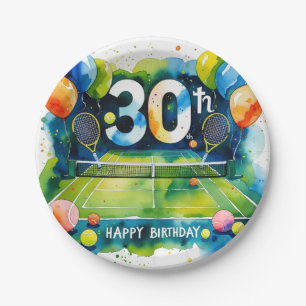 Tennis 30th Birthday themed Paper Plates
