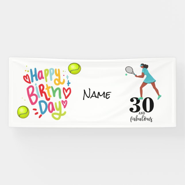 Tennis 30th Birthday thirty and fabulous player    Banner (Horizontal)