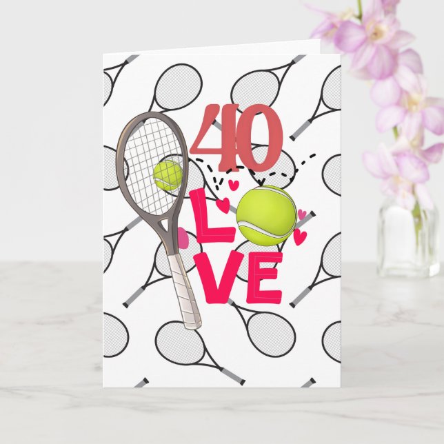 Tennis 40th Birthday Card (Orchid)