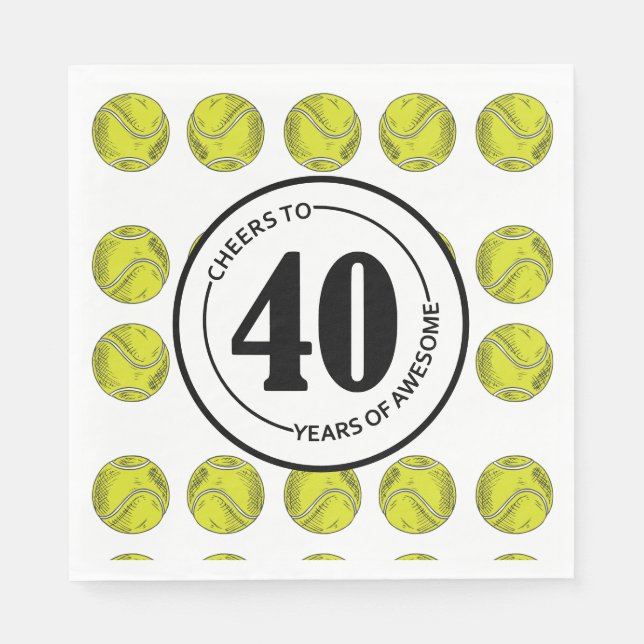 Tennis 40th birthday for tennis party  napkins (Front)