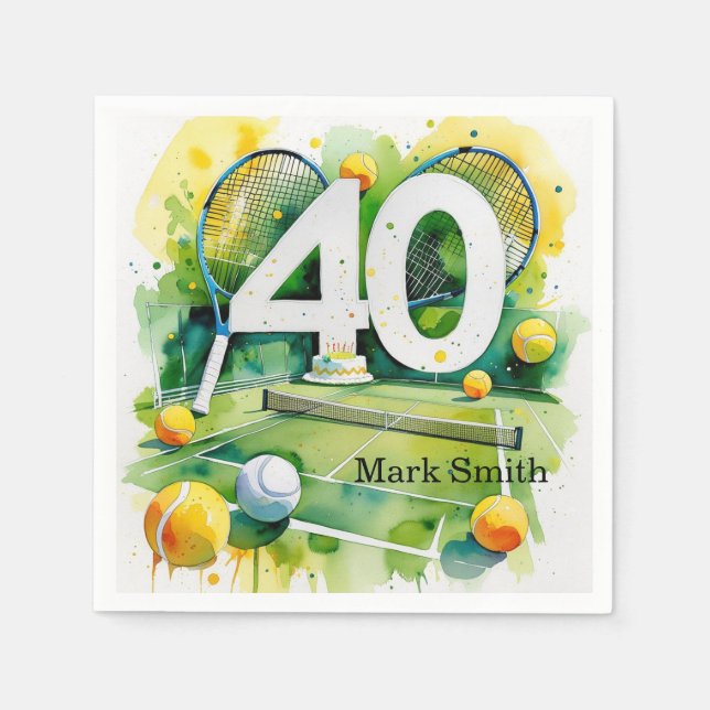 Tennis 40th Birthday Napkins (Front)