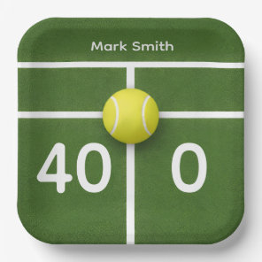 TENNIS 40th Birthday on tennis court  Paper Plates