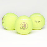 Tennis 40th Birthday Personalized Monogrammed Tennis Balls<br><div class="desc">Birthday tennis balls for a 40th birthday with "40 love" quote and custom monogrammed initials in a modern and elegant feminine abstract script font in muted pink and black. Colors and fonts can be edited or add a personal message.</div>