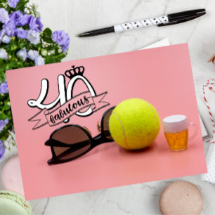 Tennis 40th Birthday with ball and beer on Pink Card