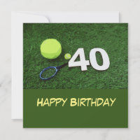 Tennis 40th Birthday with tennis ball on green Car Card