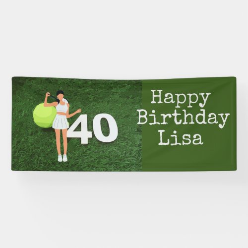 Tennis 40th Birthday with Woman tennis player Banner