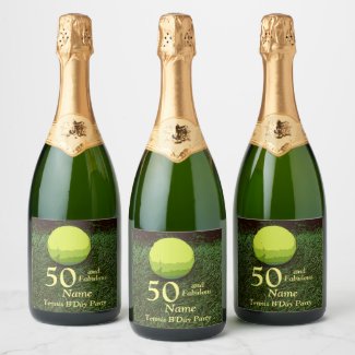 Tennis 50th and Fabulous Birthday Party Champagne Label