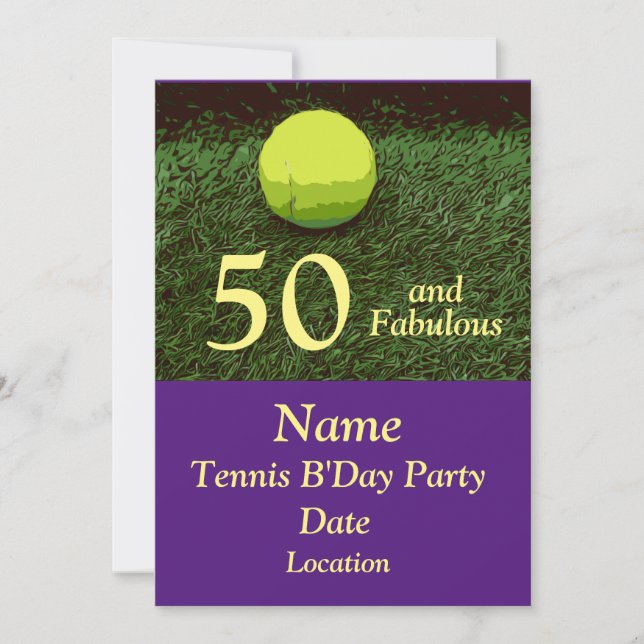 Tennis 50th and Fabulous Birthday Party Invitation (Front)