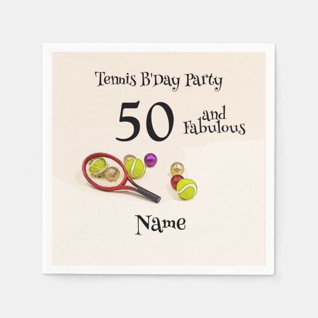 Tennis 50th and Fabulous Birthday Party   Napkins (Front)
