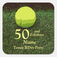 Tennis 50th and Fabulous Birthday Party Square Sticker